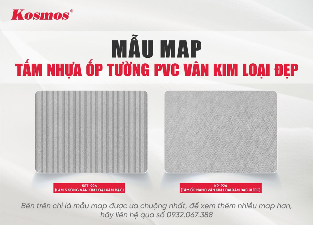 Mẫu map tấm nhựa ốp tường PVC vân kim loại đẹp