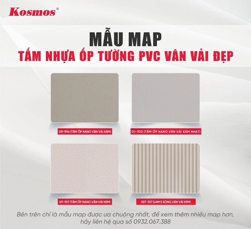 Mẫu map tấm nhựa ốp tường PVC vân vải đẹp