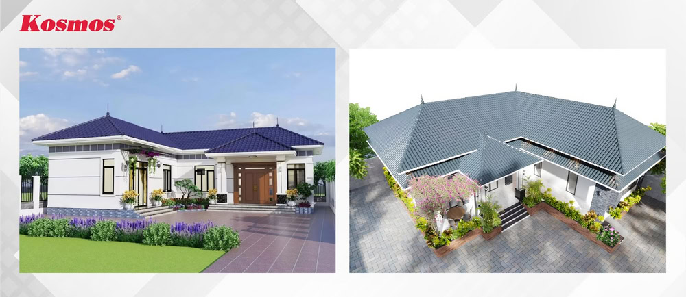 Mẫu nhà mái Nhật 1 tầng chữ L kết hợp sân vườn