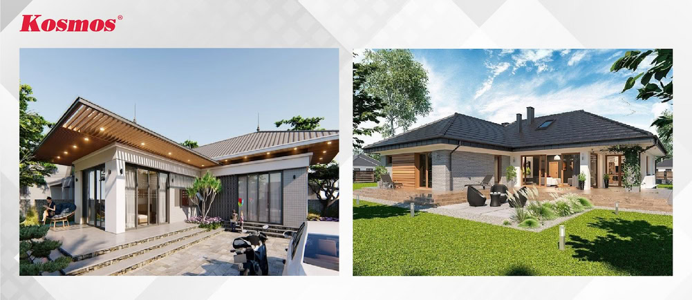 Mẫu nhà mái Nhật chữ L 1 tầng thiết kế hiện đại