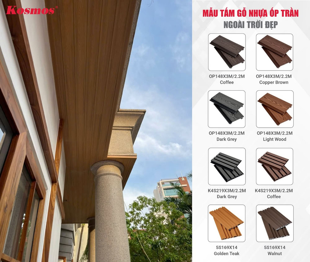 Một số mẫu tấm gỗ nhựa ngoài trời ốp trần đẹp Một số mẫu tấm gỗ nhựa ngoài trời ốp trần đẹp
