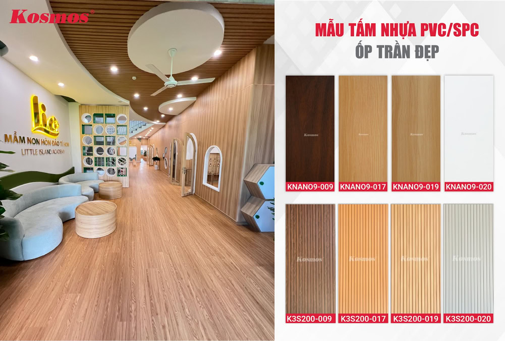 Một số mẫu tấm nhựa PVC/SPC ốp trần đẹp Một số mẫu tấm nhựa PVC/SPC ốp trần đẹp