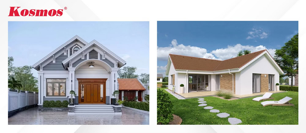 Nhà mái Thái 1 tầng rộng 150m² với 4 phòng ngủ Nhà mái Thái 1 tầng rộng 150m² với 4 phòng ngủ