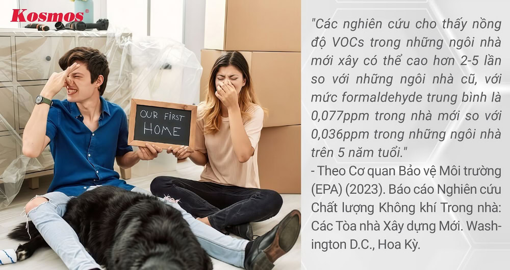 Nhà mới thường có mùi khó chịu, gây chóng mặt và khó thở