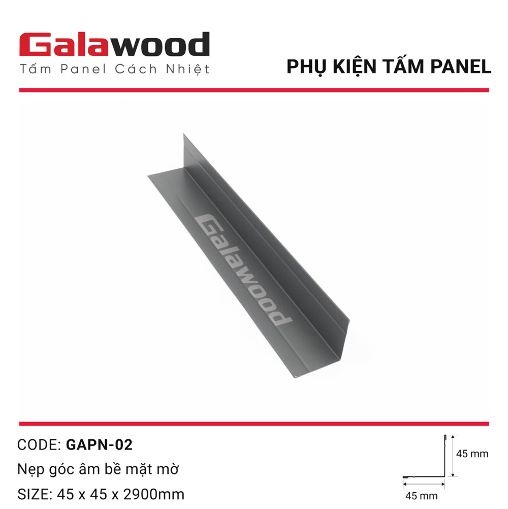 Phụ kiện nẹp góc trong màu xám bề mặt mờ mã GAPN-02