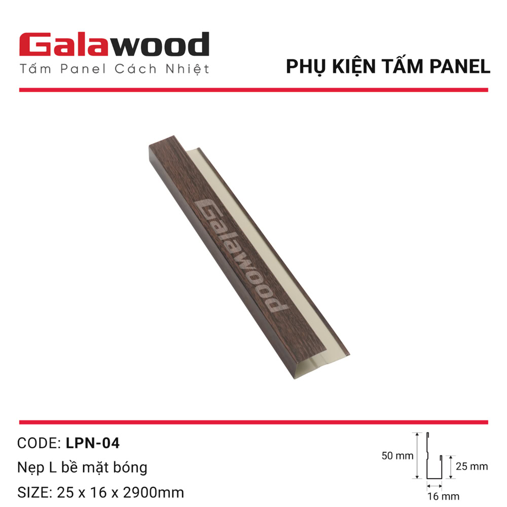 L-shaped profile accessories LPN-04 walnut brown glossy surface