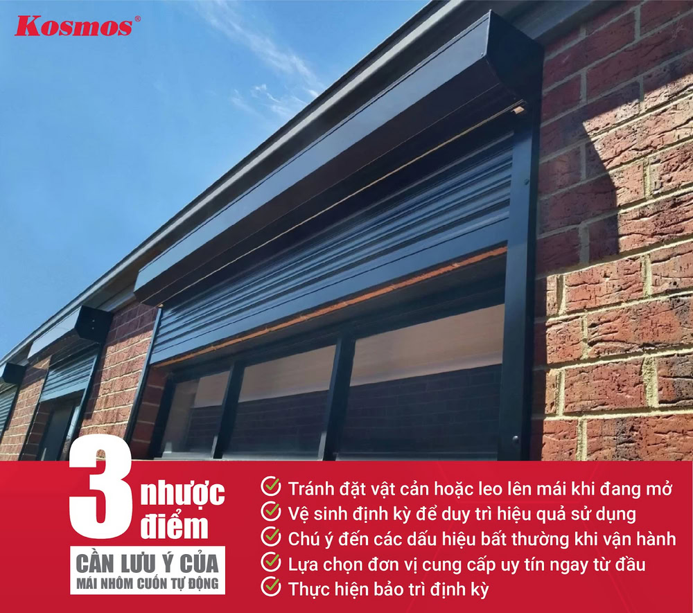 Quá trình sử dụng mái nhôm cuốn tự động yêu cầu người dùng lưu ý một số điều