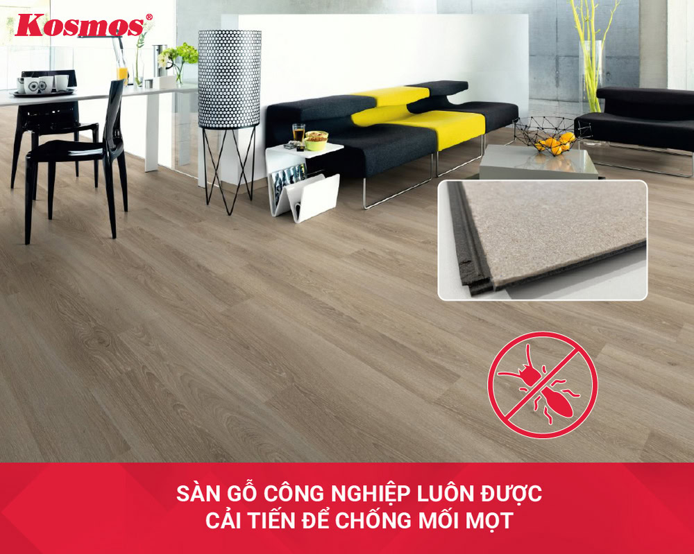 Sàn gỗ công nghiệp luôn được cải tiến để chống mối mọt