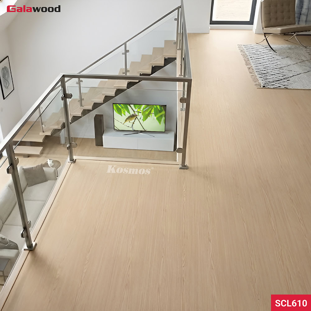 Interior image of light oak wood grain mezzanine floor SCL610