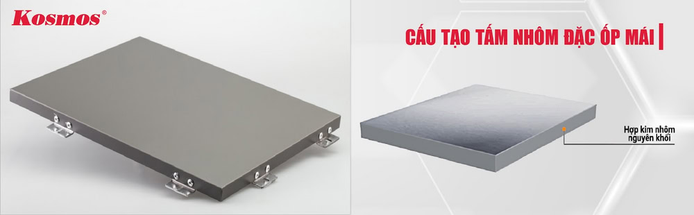 Tấm nhôm đặc ốp mái được cấu tạo từ hợp kim nhôm nguyên khối