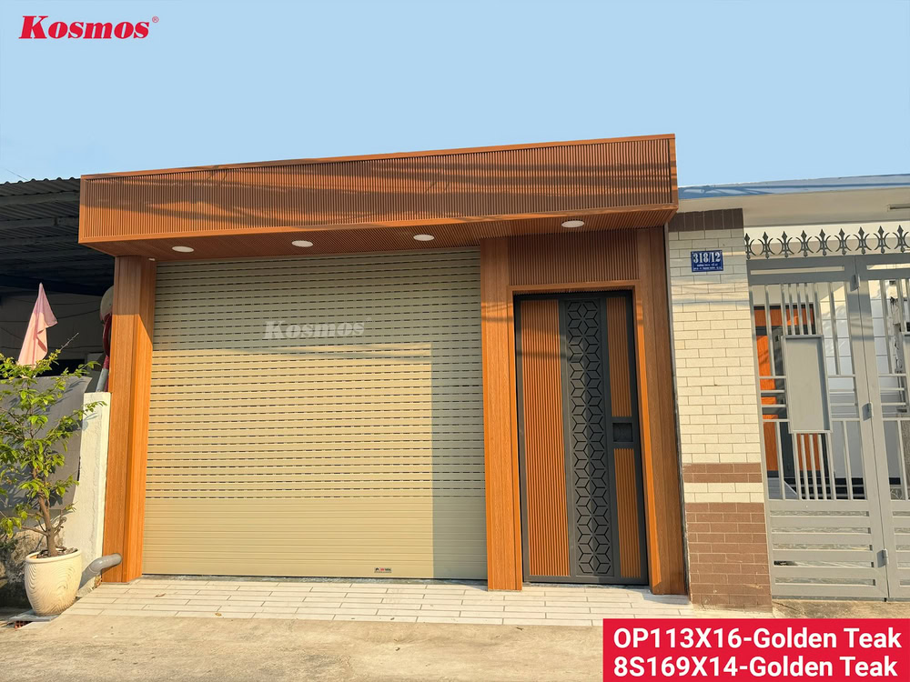 Tấm ốp ASA màu Golden Teak trang trí mặt tiền, cửa cổng hiện đại Tấm ốp ASA màu Golden Teak trang trí mặt tiền, cửa cổng hiện đại