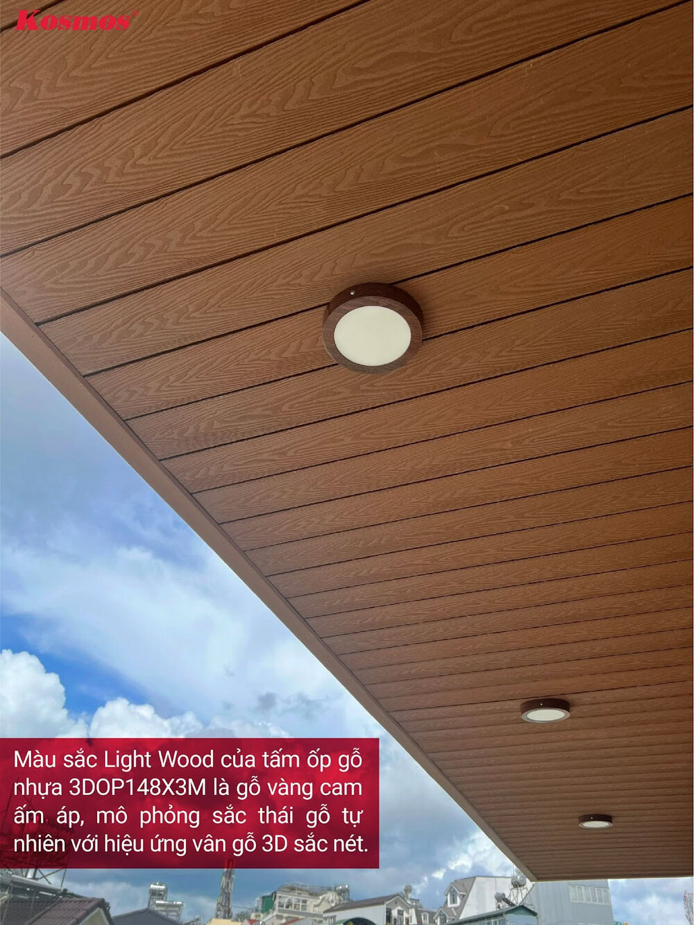 3DOP148 Light Wood plastic panel is a warm orange-yellow wood color.