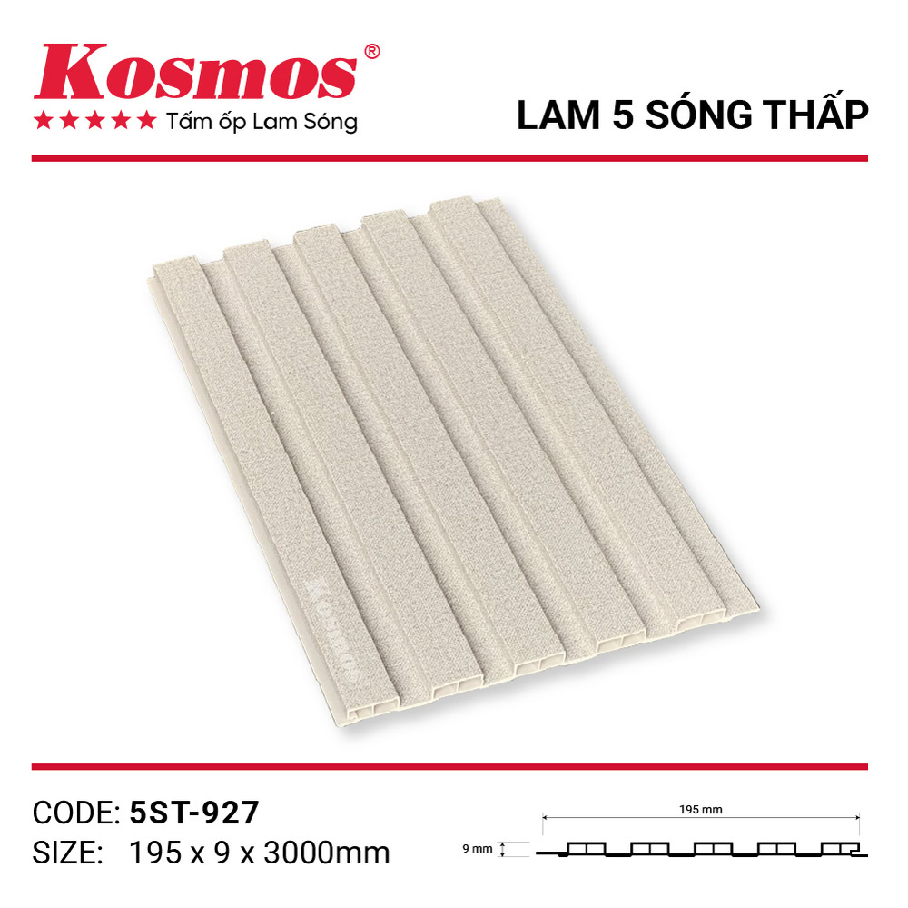 Tấm ốp lam 5 sóng thấp 5ST-927 vân vải kem