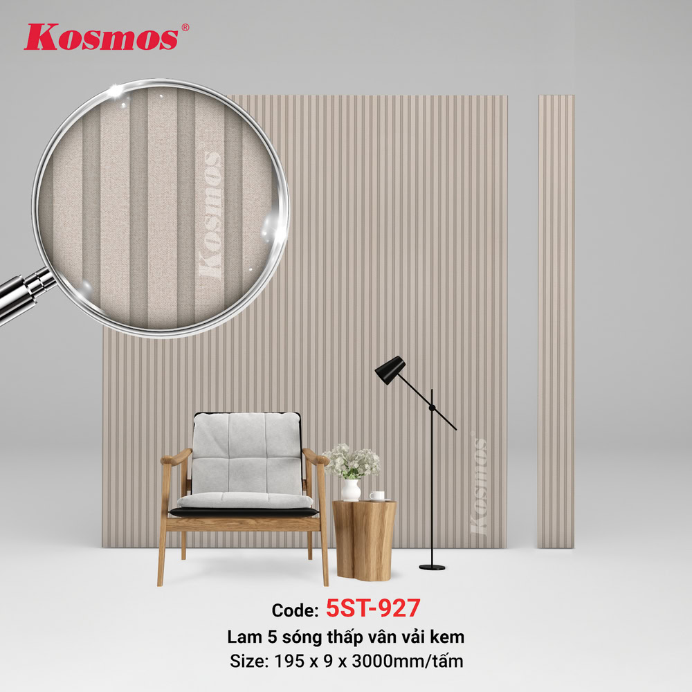 Tấm ốp lam 5 sóng vân vải kem mã 5ST-927 mang tính thẩm mỹ cao