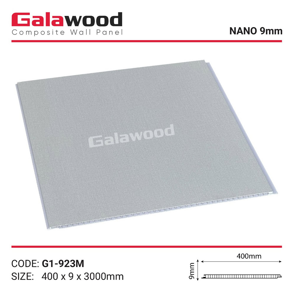 Tấm ốp Nano Galawood G1-923M vân vải xám nhạt Tấm ốp Nano Galawood G1-923M vân vải xám nhạt
