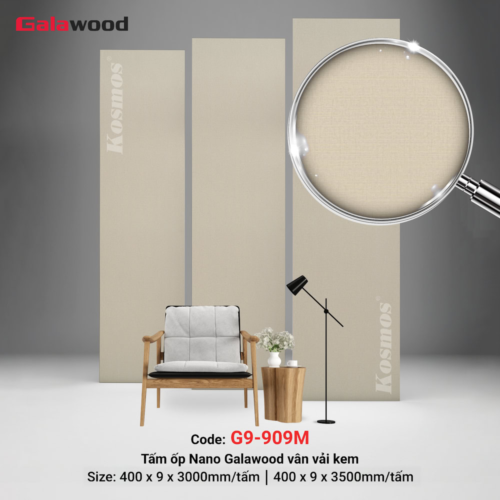 Tấm ốp Nano Galawood mã G9-909M màu vân vải kem Tấm ốp Nano Galawood mã G9-909M màu vân vải kem