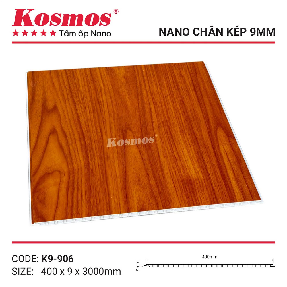 Tấm ốp nhựa Nano K9-906 đỏ cam vân gỗ Tấm ốp nhựa Nano K9-906 đỏ cam vân gỗ