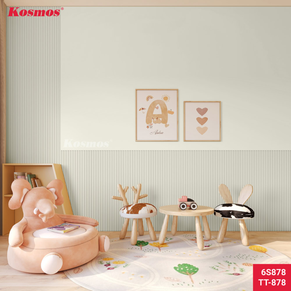 Hình nội thất phối hợp lam sóng than tre 6S878 và tấm ốp than tre TT-878