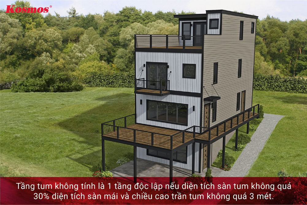 Tầng tum không tính là 1 tầng riêng biệt nếu đáp ứng tiêu chuẩn kỹ thuật của BXD