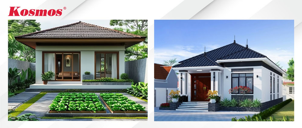 Thiết kế công trình mái Nhật 1 tầng 4 phòng ngủ vuông vức Thiết kế công trình mái Nhật 1 tầng 4 phòng ngủ vuông vức