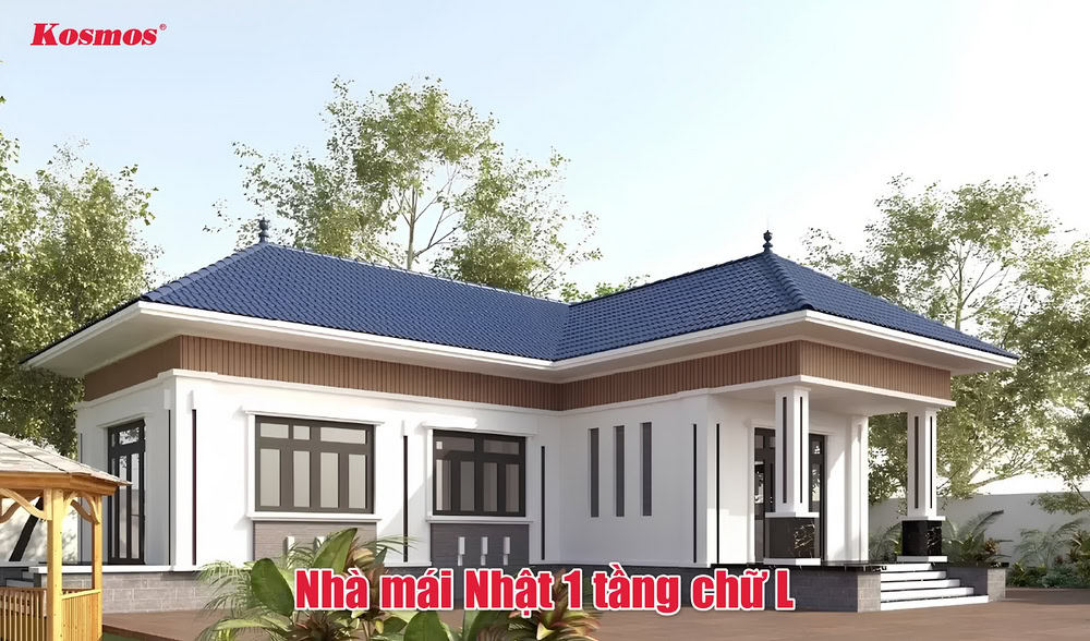 Thiết kế mái Nhật 1 tầng chữ L là giải pháp kiến trúc hiện đại, thời thượng