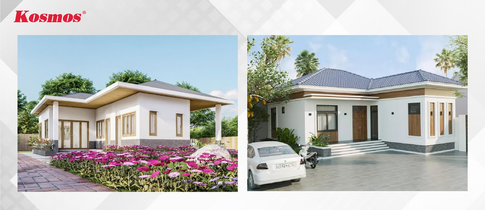 Thiết kế nhà 1 tầng mái Nhật kết cấu chữ L phong cách đơn giản