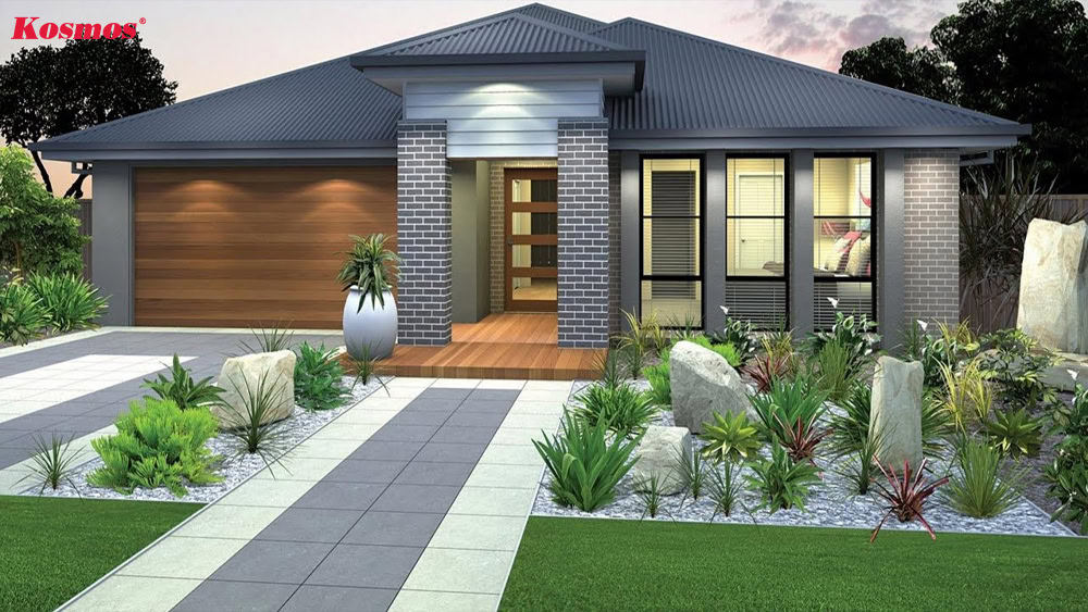 Thiết kế nhà mái Nhật 1 tầng kết hợp sân vườn