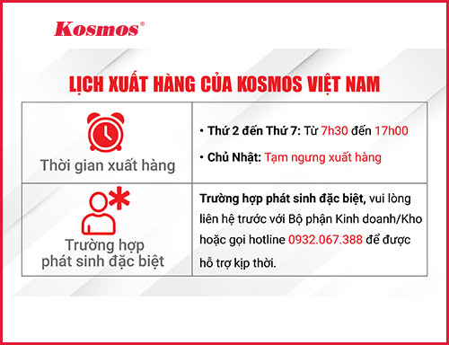 Lịch xuất hàng của Kosmos Việt Nam