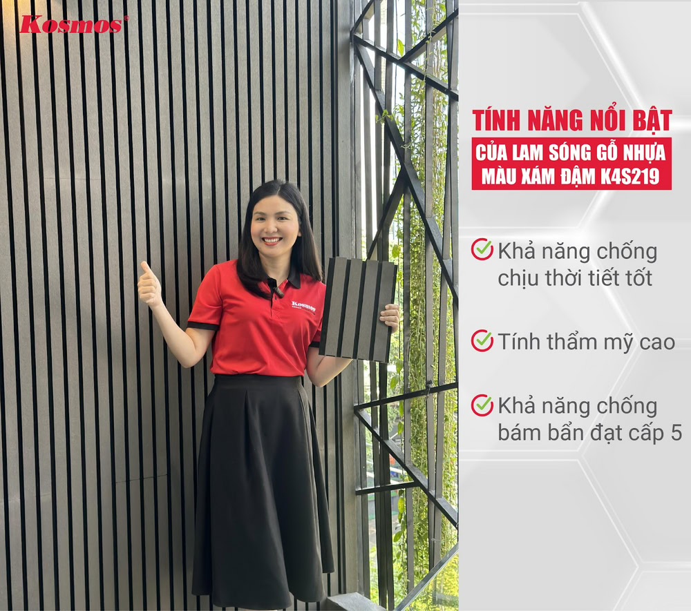 Tính năng nổi bật của lam sóng gỗ nhựa màu xám đậm K4S219X3M/2.2M