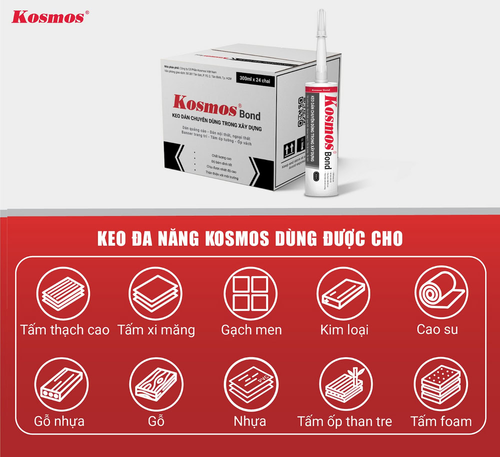 Ứng dụng keo dán đa năng nội - ngoại thất Kosmos