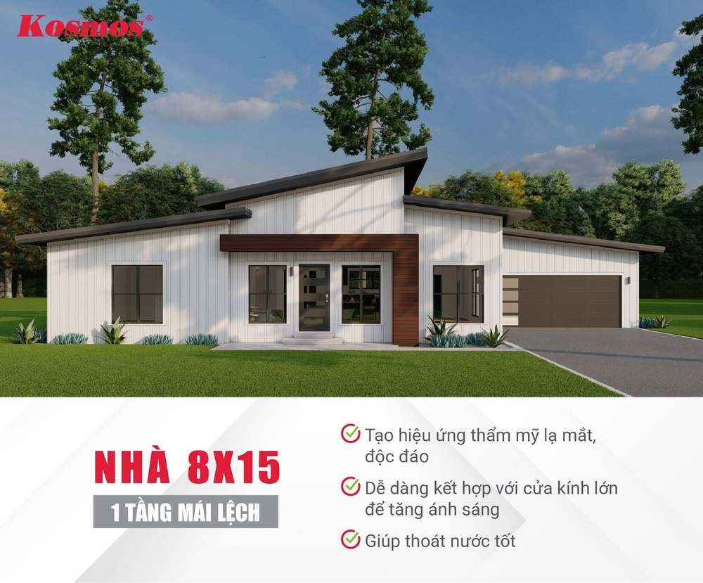 Ưu điểm nổi bật của công trình 1 tầng mái lệch 8x15m Ưu điểm nổi bật của công trình 1 tầng mái lệch 8x15m