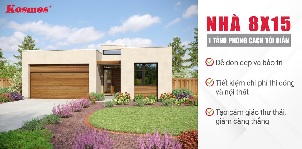 Ưu điểm nổi bật của công trình 8x15 1 tầng tối giản Ưu điểm nổi bật của công trình 8x15 1 tầng tối giản