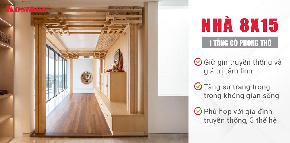 Ưu điểm nổi bật của nhà ở 8x15 1 tầng có phòng thờ Ưu điểm nổi bật của nhà ở 8x15 1 tầng có phòng thờ