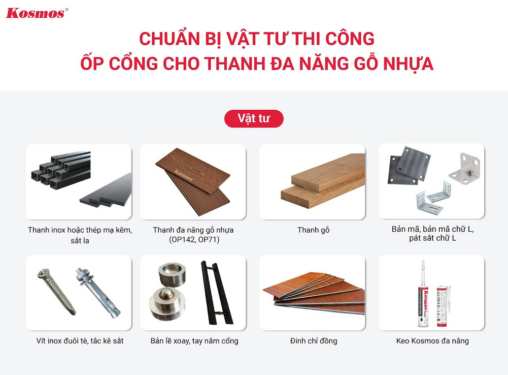 10 loại vật tư thi công ốp cổng từ tấm ốp đa năng gỗ nhựa