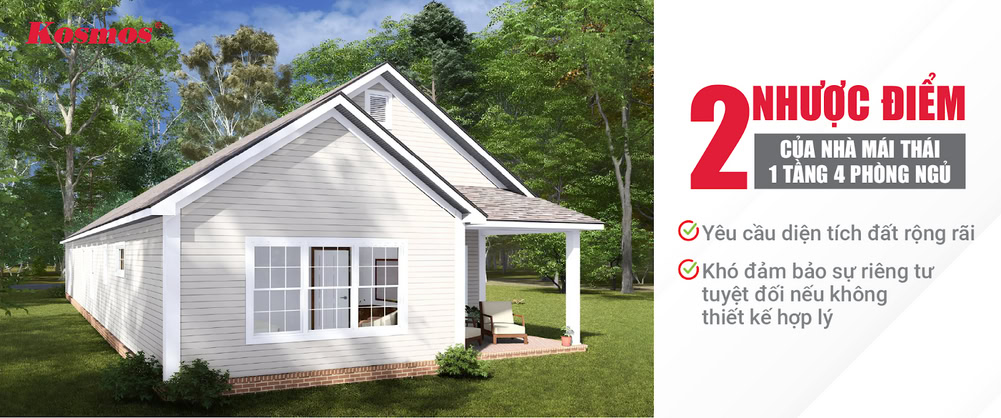 2 hạn chế khi xây dựng nhà cấp 4 mái Thái 4 phòng ngủ