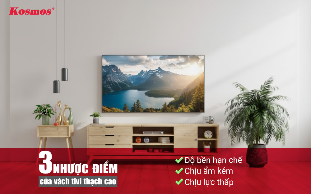 3 hạn chế cần lưu ý của vách tivi bằng thạch cao