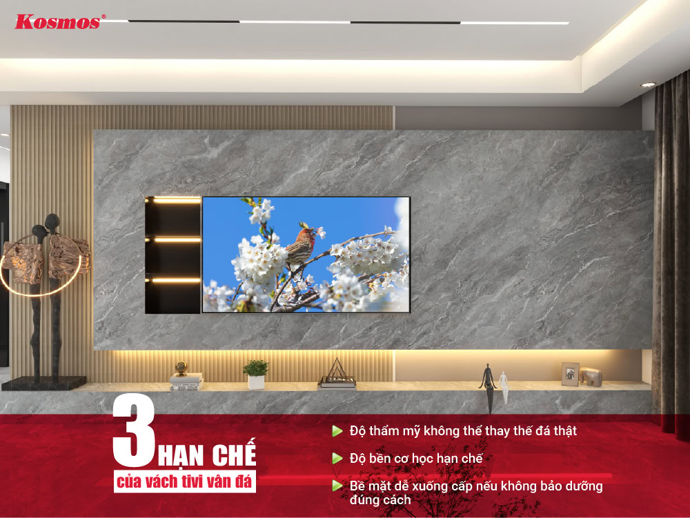 3 hạn chế cần lưu ý khi dùng vách tivi giả đá 3 hạn chế cần lưu ý khi dùng vách tivi giả đá