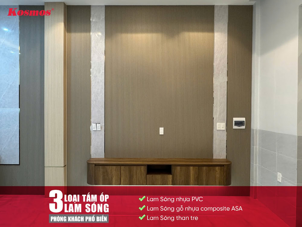3 loại tấm ốp Lam Sóng phòng khách phổ biến