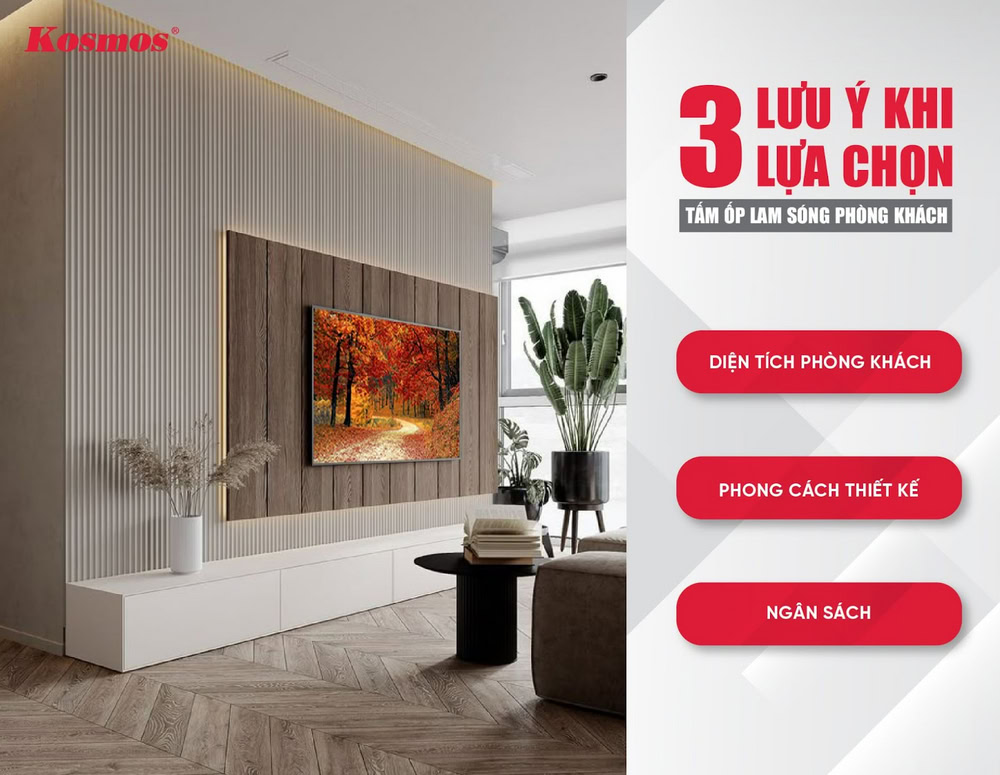 3 lưu ý khi lựa chọn tấm ốp Lam Sóng phòng khách
