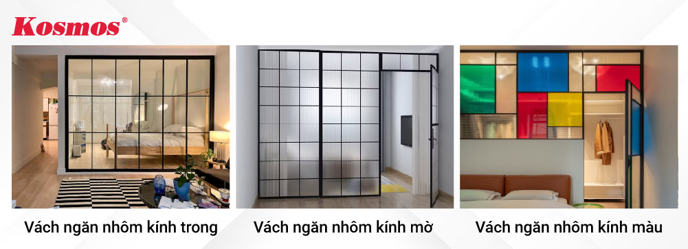 3 phân loại vách ngăn phòng ngủ nhôm kính dựa trên loại kính sử dụng