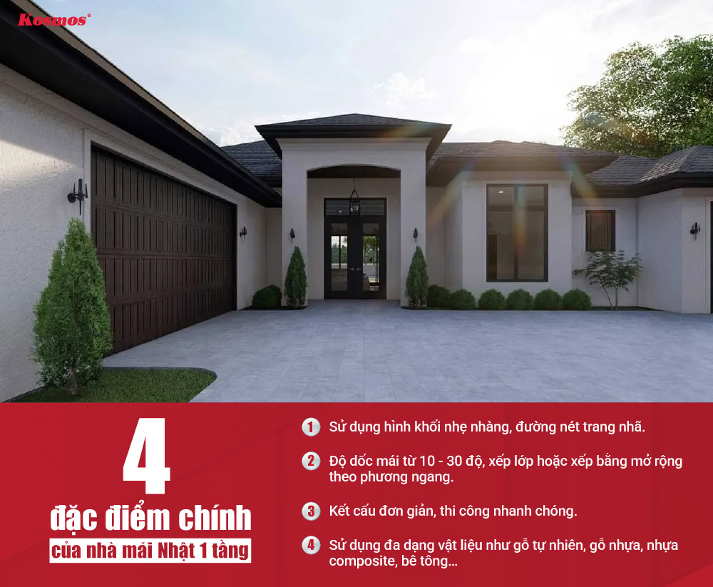 4 đặc điểm nổi bật nhất của thiết kế nhà mái Nhật 1 tầng