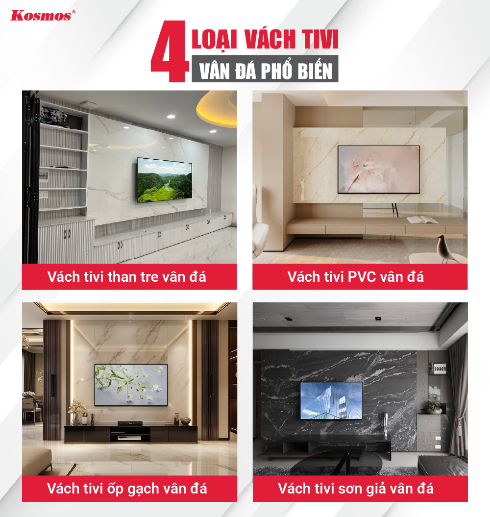 4 loại vách tivi vân đá phổ biến trên thị trường 4 loại vách tivi vân đá phổ biến trên thị trường