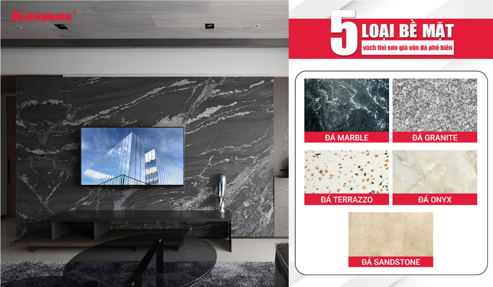 5 phân loại mẫu mã vách tivi sơn giả vân đá 5 phân loại mẫu mã vách tivi sơn giả vân đá