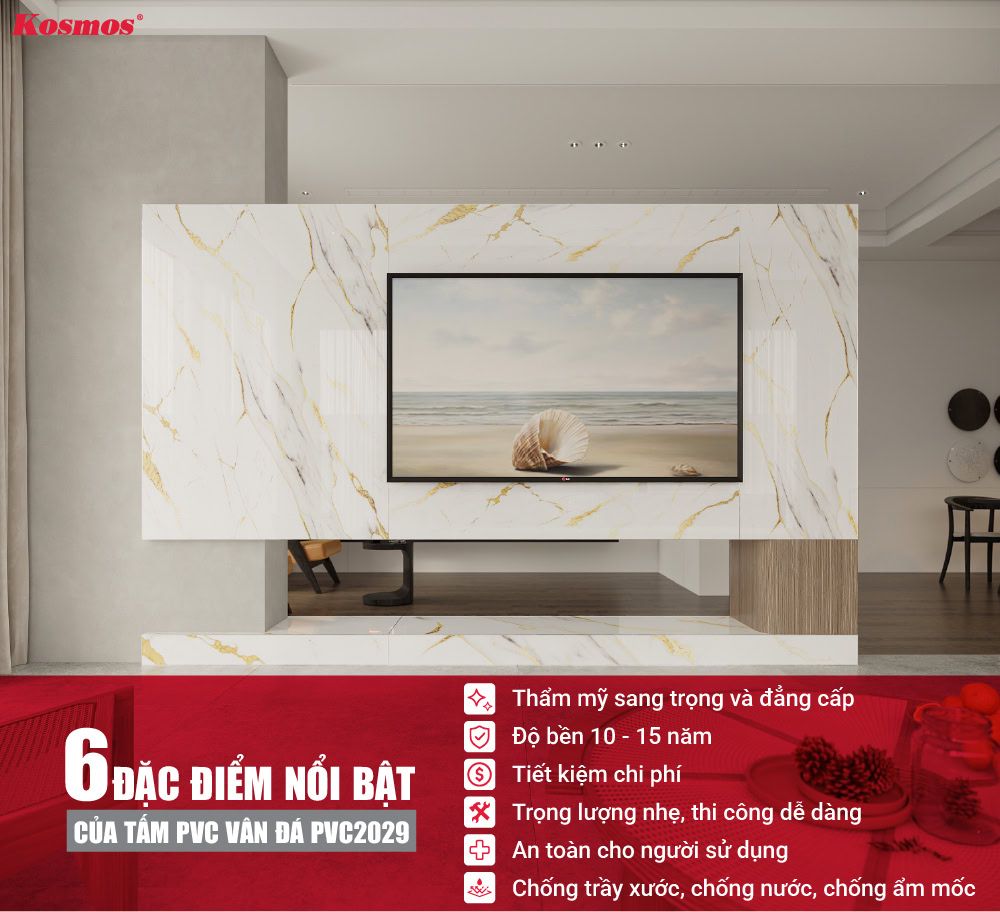 6 đặc điểm làm nên giá trị của tấm PVC vân đá PVC2029