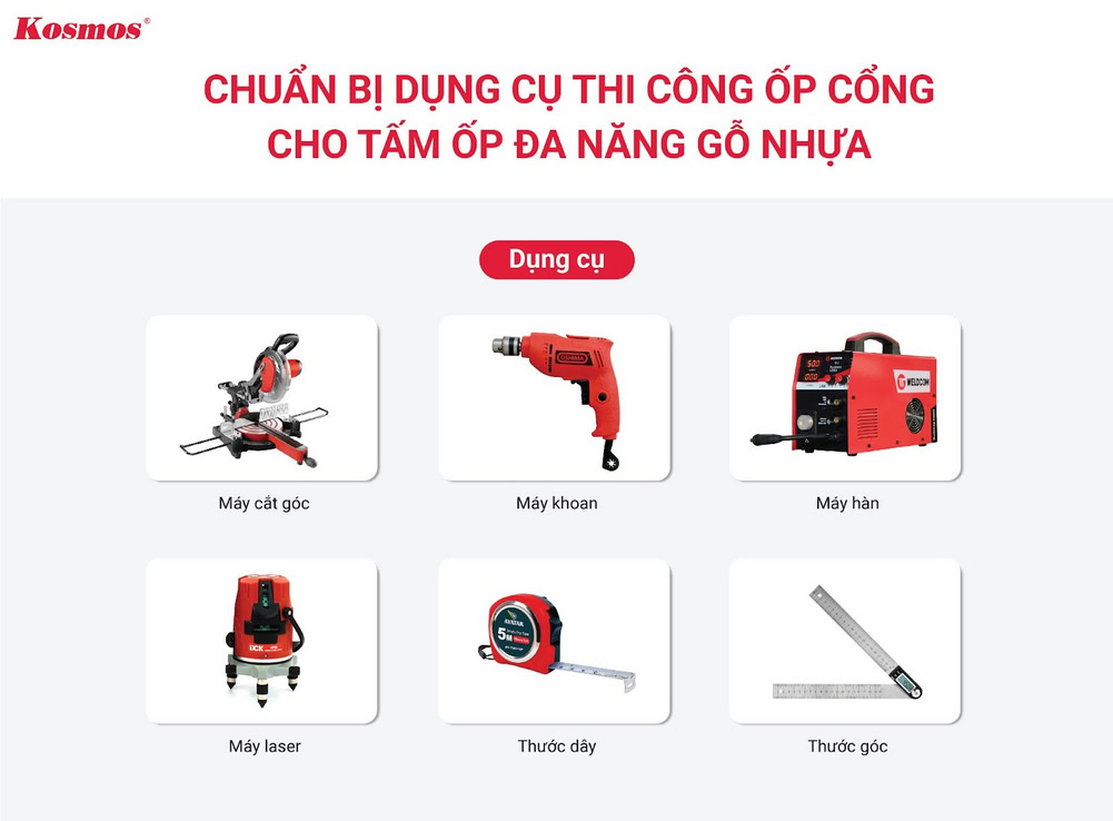 6 dụng cụ thi công ốp cổng từ tấm ốp đa năng gỗ nhựa