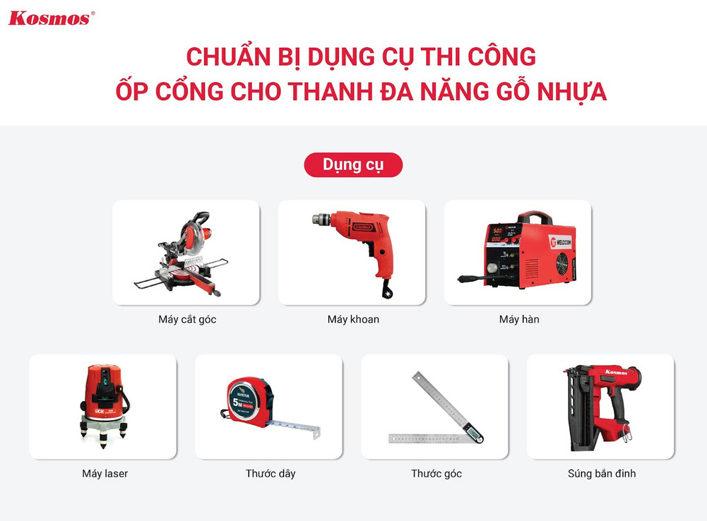 7 dụng cụ thi công ốp cổng từ tấm ốp đa năng gỗ nhựa