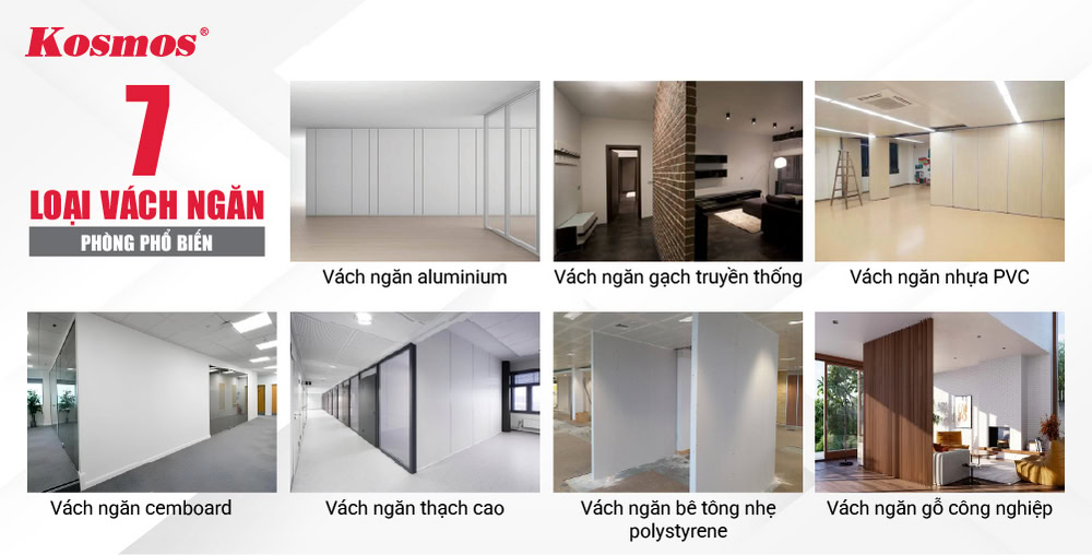 7 loại vật liệu làm vách ngăn phòng thông dụng nhất