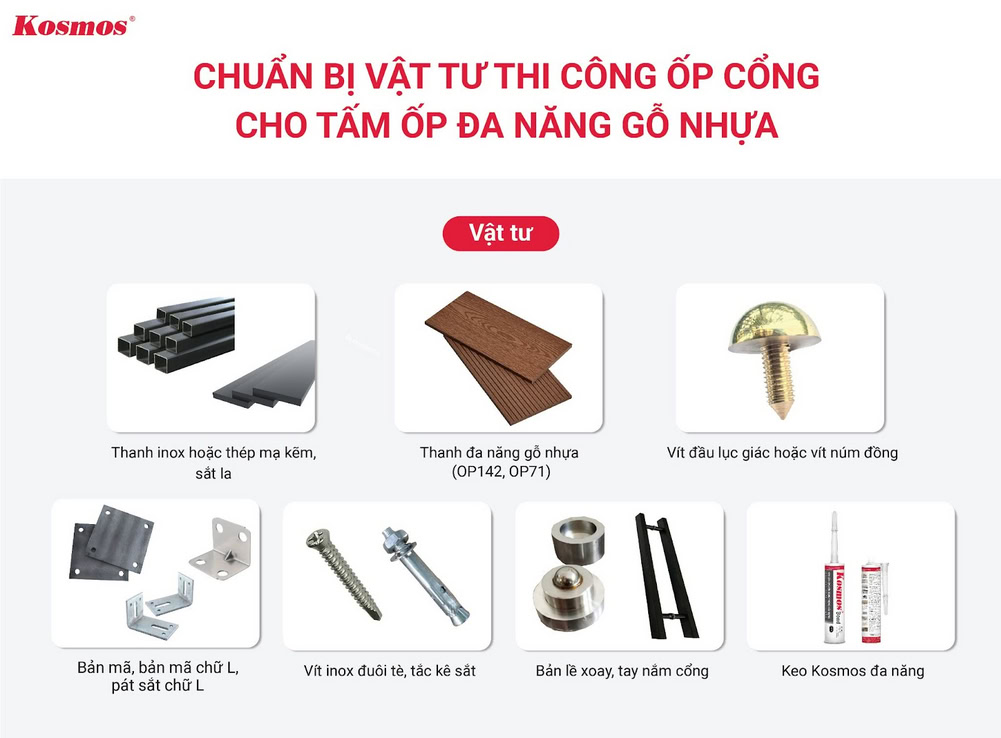 9 loại vật tư thi công ốp cổng từ tấm ốp đa năng gỗ nhựa