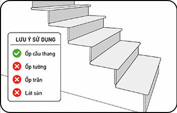 Bậc cầu thang nhựa không dùng để ốp tường, ốp trần, lát sàn.