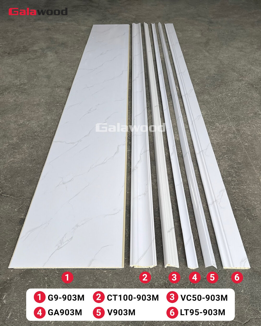 Bộ đồng màu tấm ốp Nano Galawood G9-903M vân mây trắng ngà
